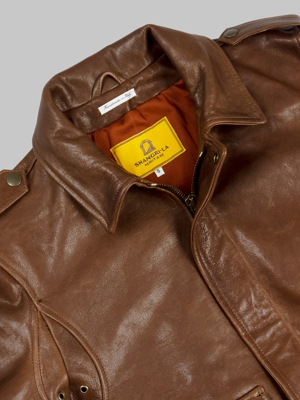 Shangri La Heritage Don Gentile A2 Seal Brown Flight Jacket interior label