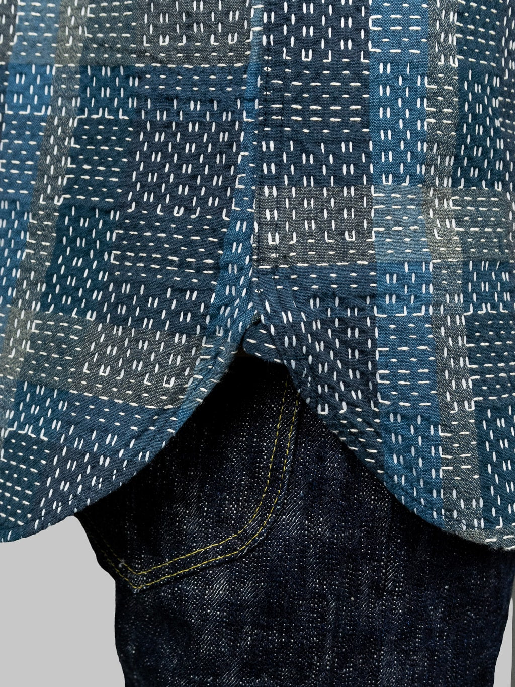 Studio D Artisan Nogari Sashiko Shirt fabric closeup