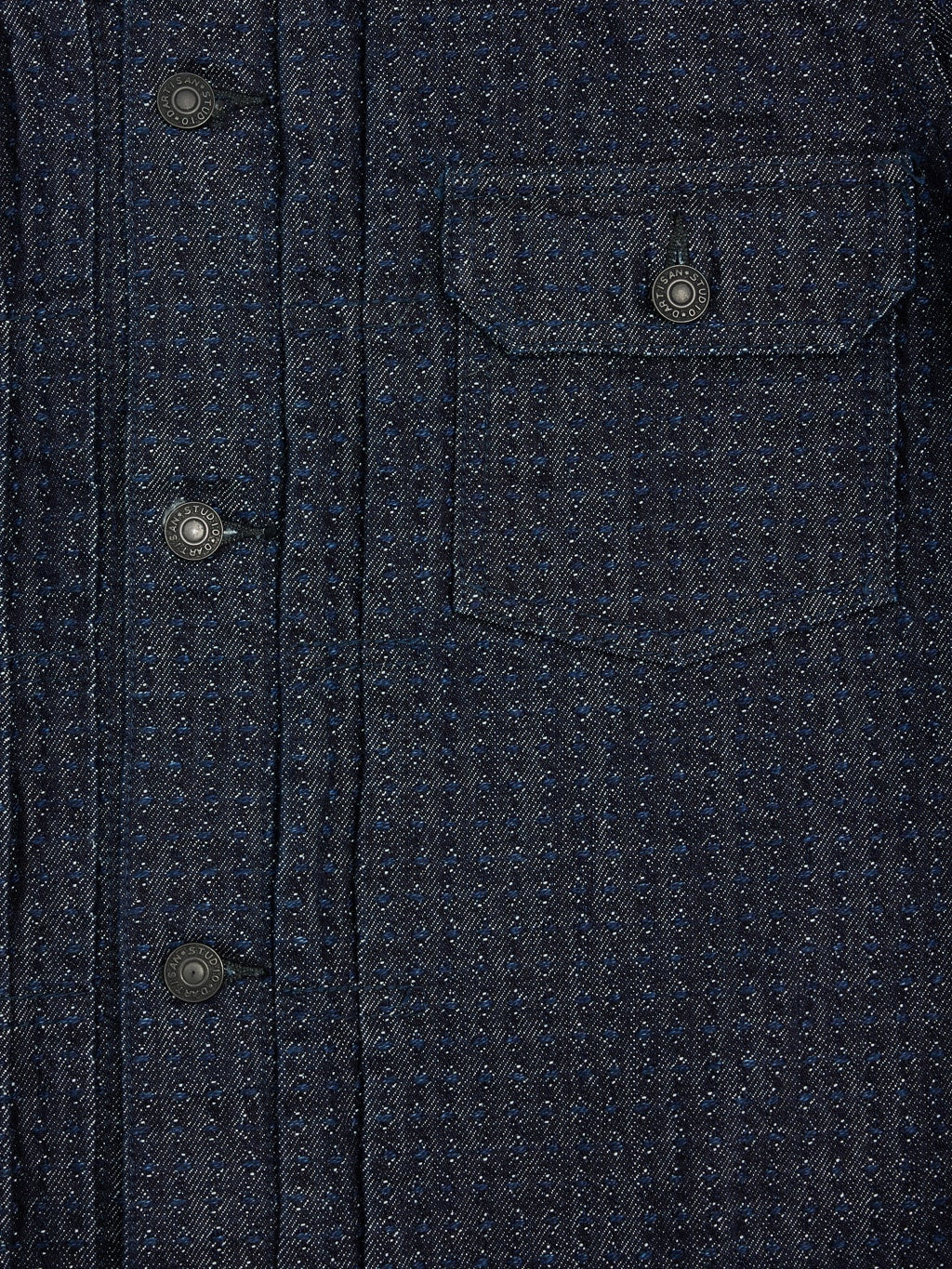 Studio D Artisan Sashiko Denim Type II Indigo Jacket chest detail