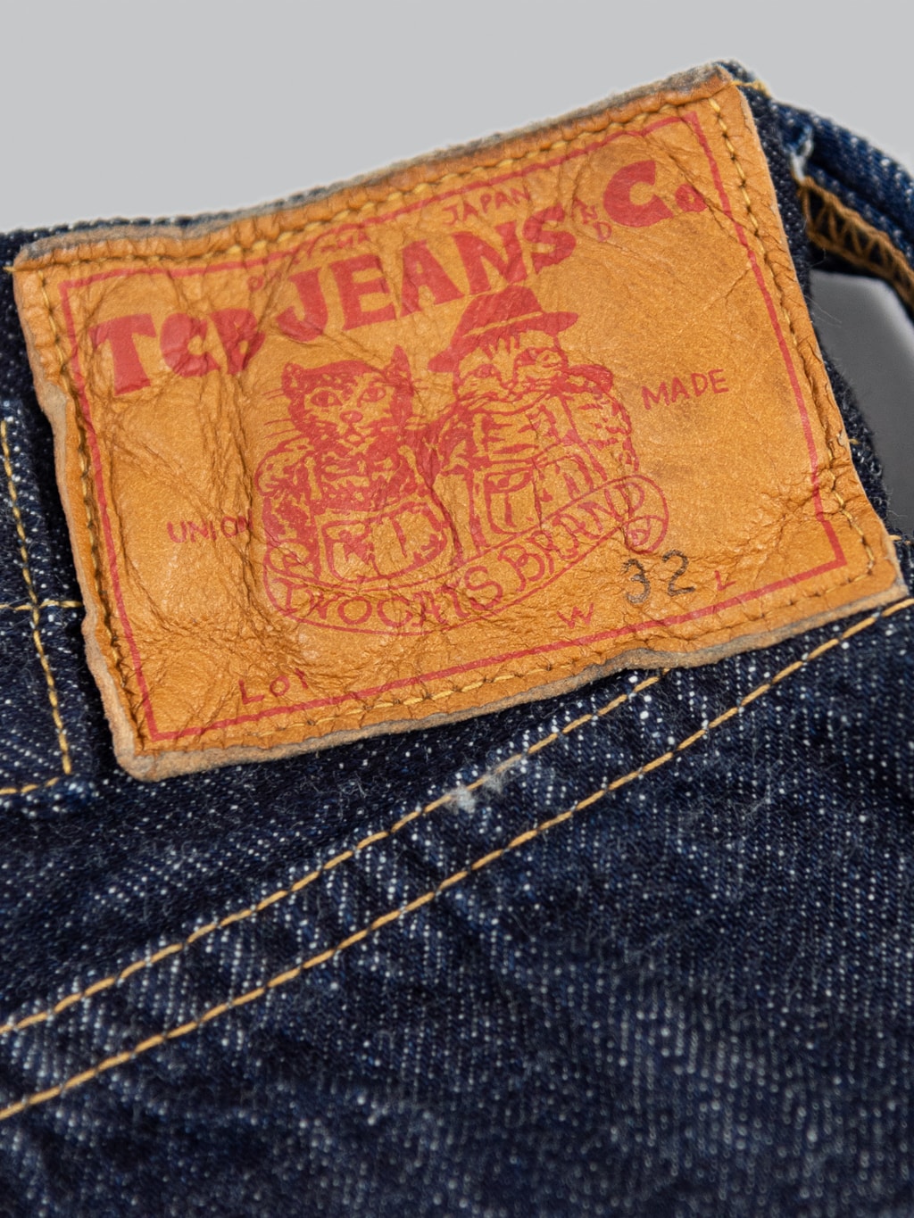 TCB 20s indigo Jeans one wash vintage style leather patch