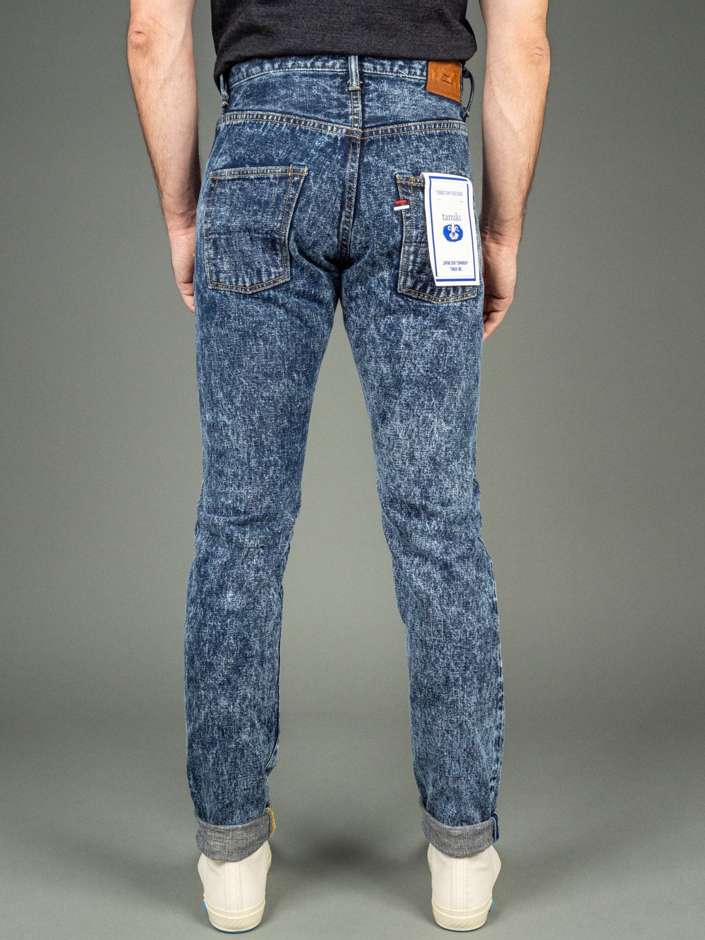 Tanuki Natural Acid Wash High Tapered Jeans Back
