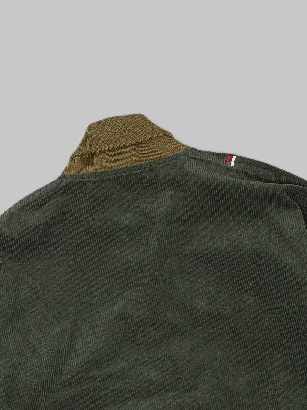 Tanuki Sazanami Corduroy Bayberry Dyed Green Jacket back collar