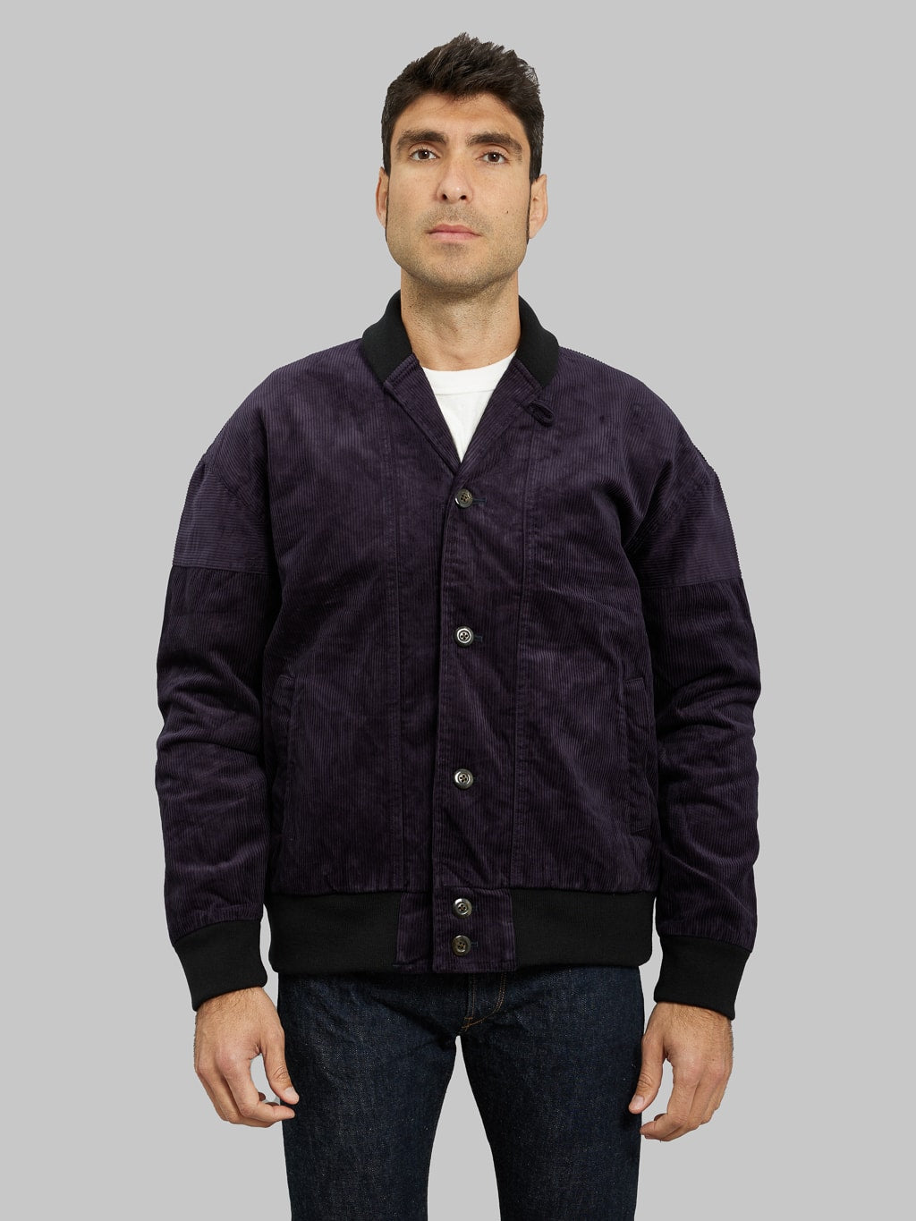 Tanuki Sazanami Corduroy natural indigo dyed Jacket bomber fit