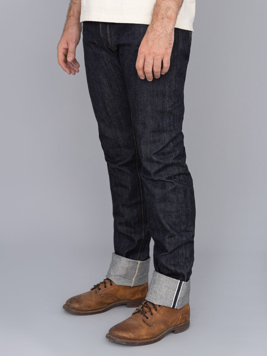 The Flat Head 3002 14.5oz Slim Tapered selvedge Jeans side fit