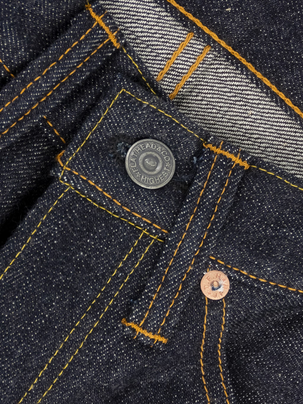 The Flat Head 3004 Regular Straight Jeans button closeup