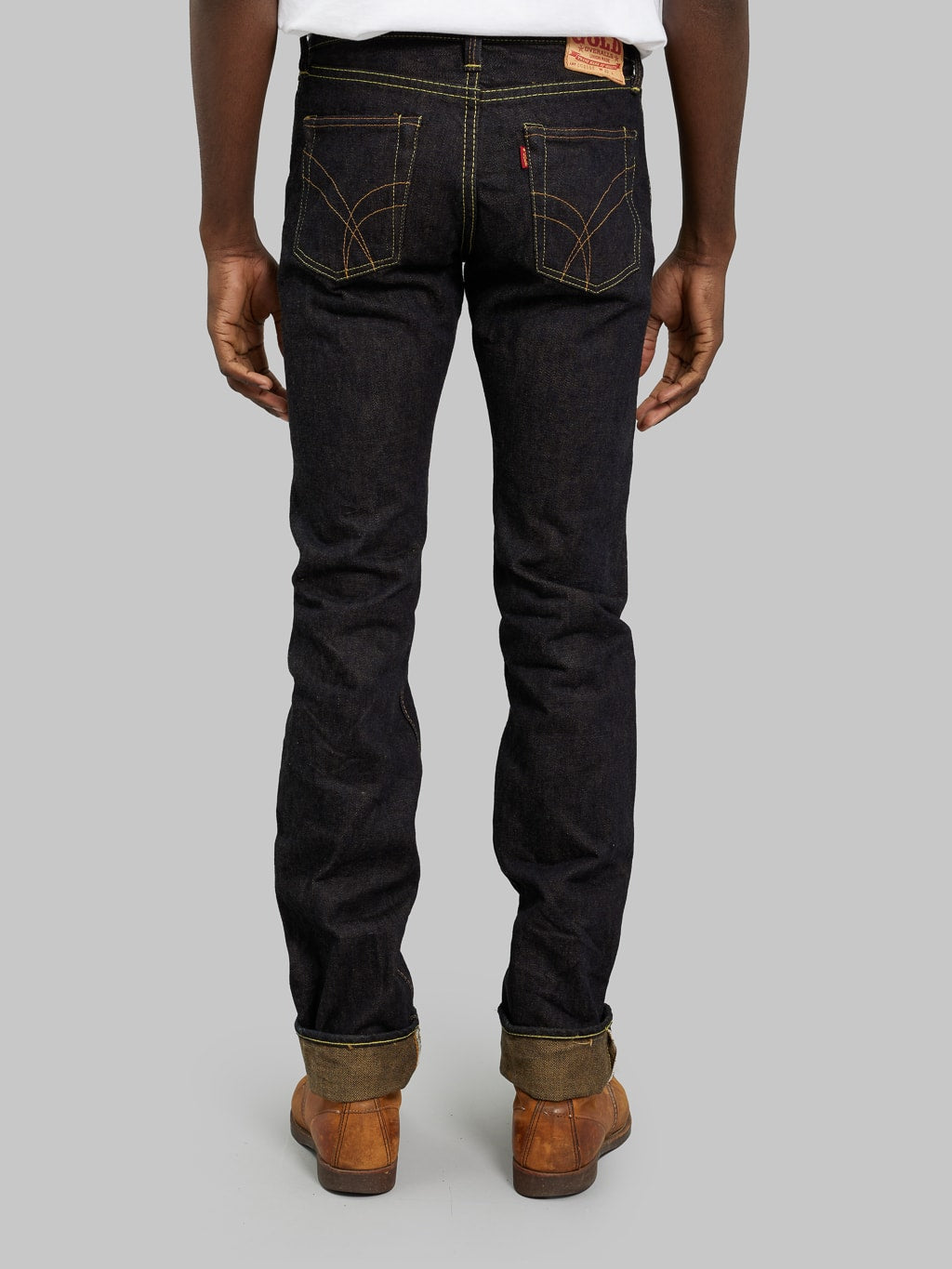 The Strike Gold Brown Weft Slim Jeans back rise