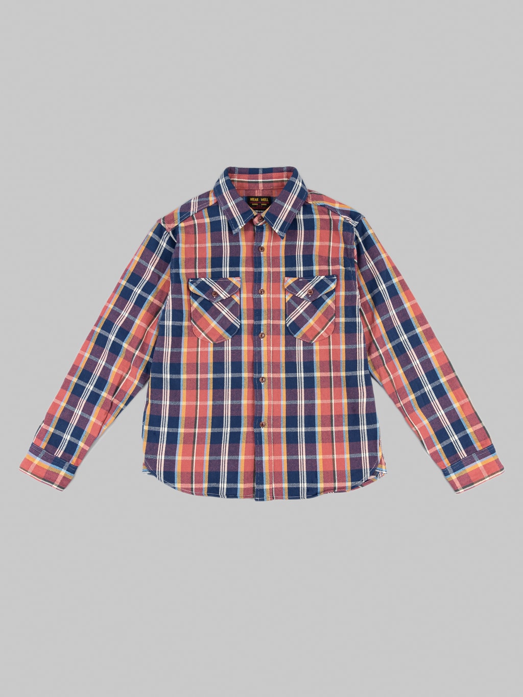 UES Heavy selvedge Flannel Shirt pink navy front