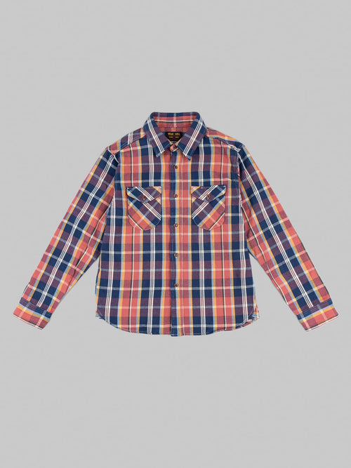 UES Heavy selvedge Flannel Shirt pink navy front
