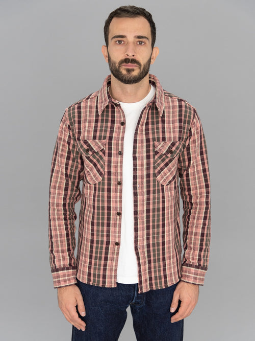 UES Heavy selvedge Flannel Shirt pink slim fit