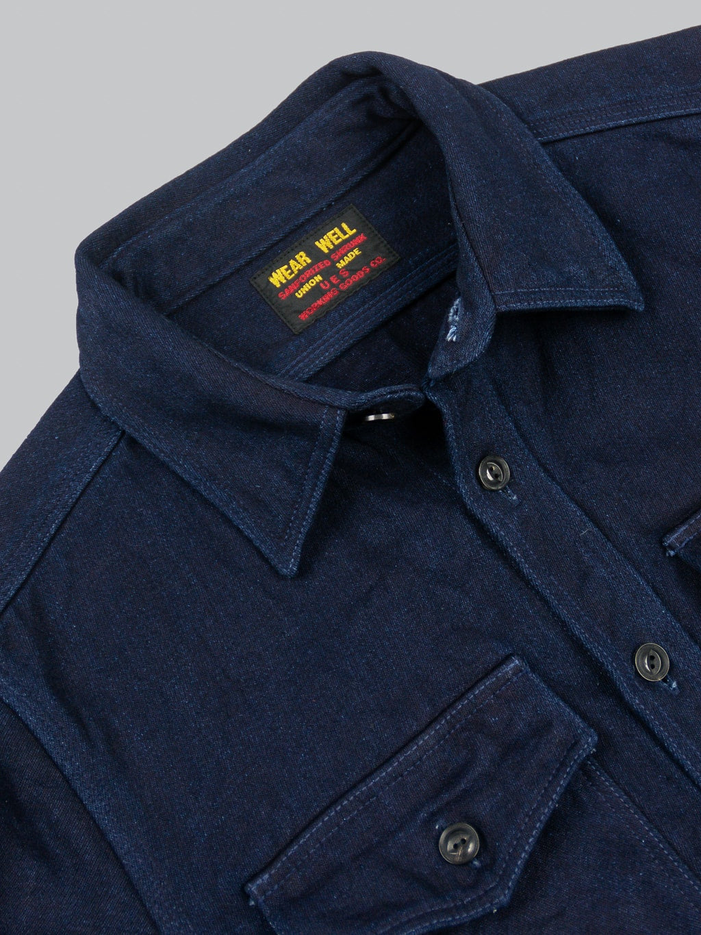 UES Indigo Extra Heavy Indigo Tricotine Shirt button collar
