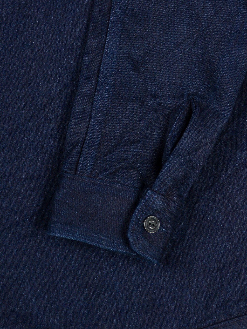UES Indigo Extra Heavy Indigo Tricotine Shirt cuff detail
