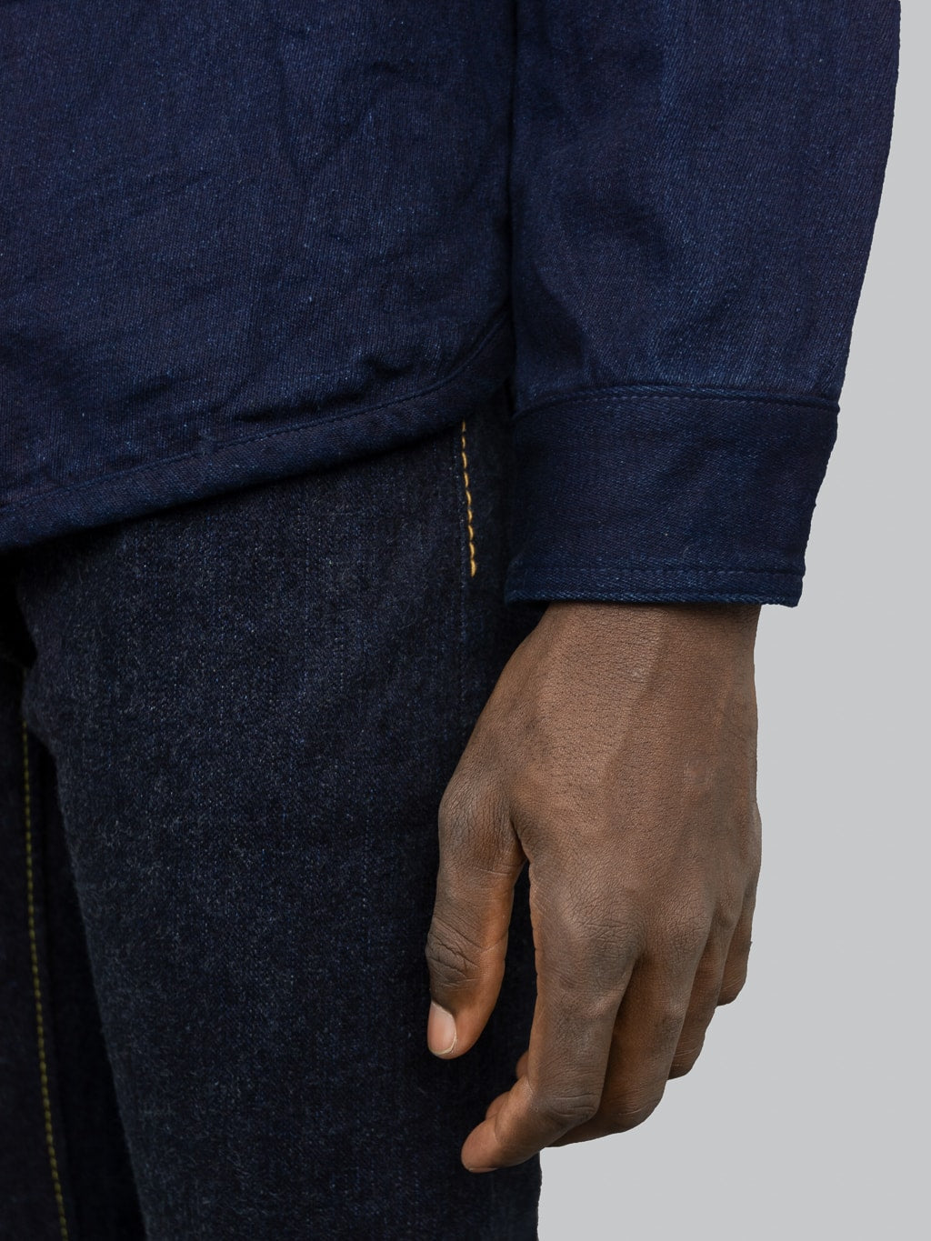 UES Indigo Extra Heavy Indigo Tricotine Shirt cuff
