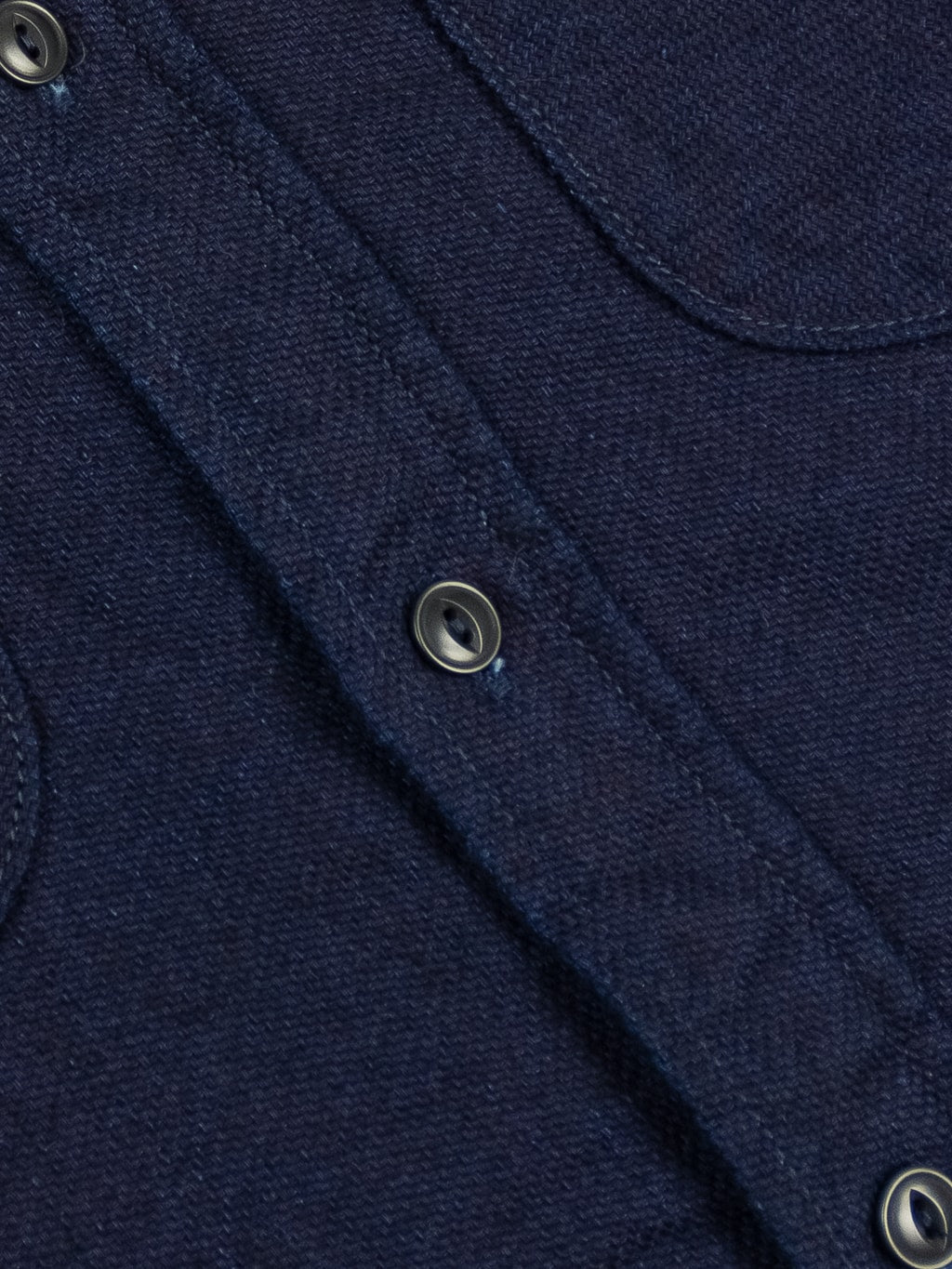 UES Indigo Heavy Selvedge Flannel Shirt front buttons detail