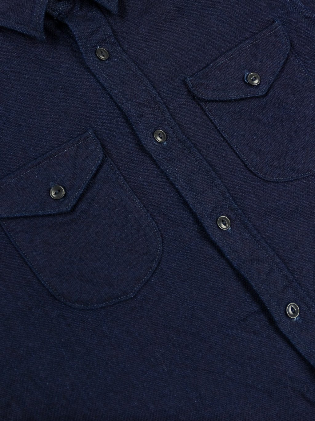 UES Indigo Heavy Selvedge Flannel Shirt palm nut buttons