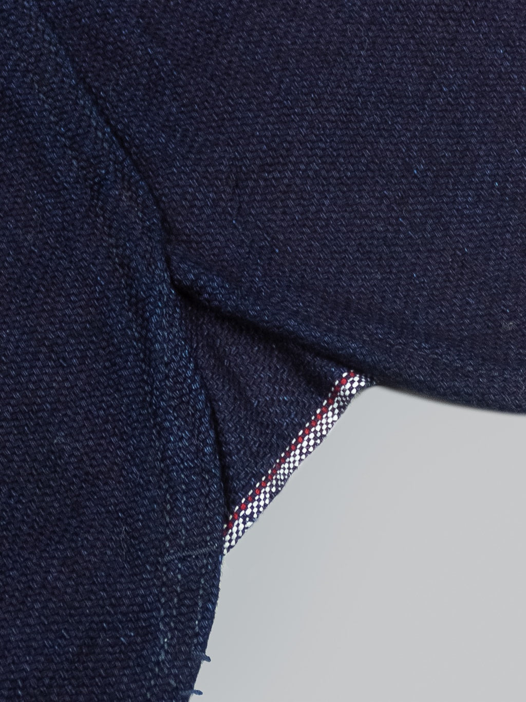 UES Indigo Heavy Selvedge Flannel Shirt hem detail