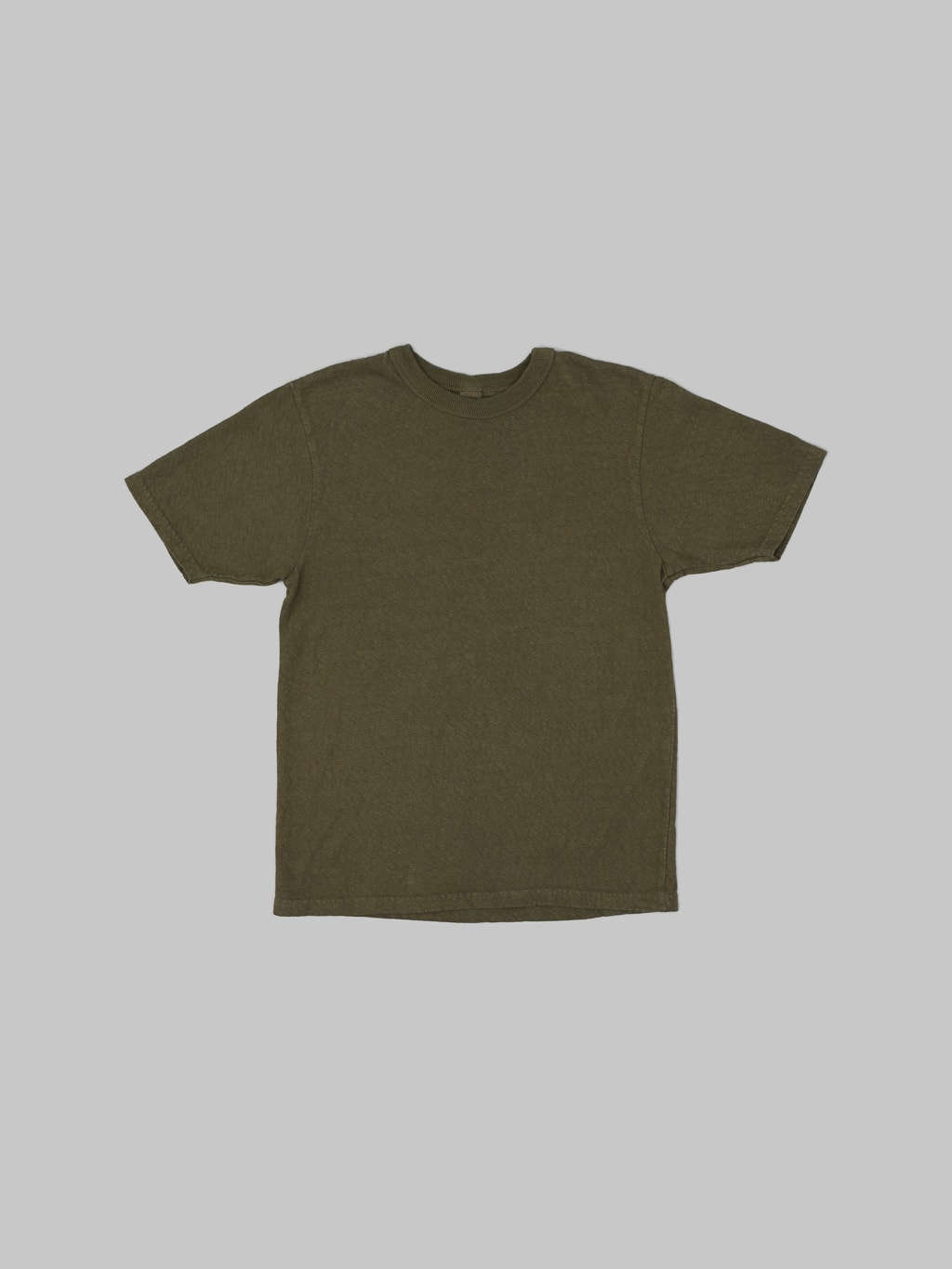 UES No 8 Slub Nep Short Sleeve Tshirt Olive front slim fit