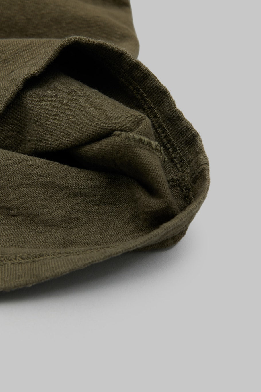 UES No 8 Slub Nep Short Sleeve Tshirt Olive slub fabric