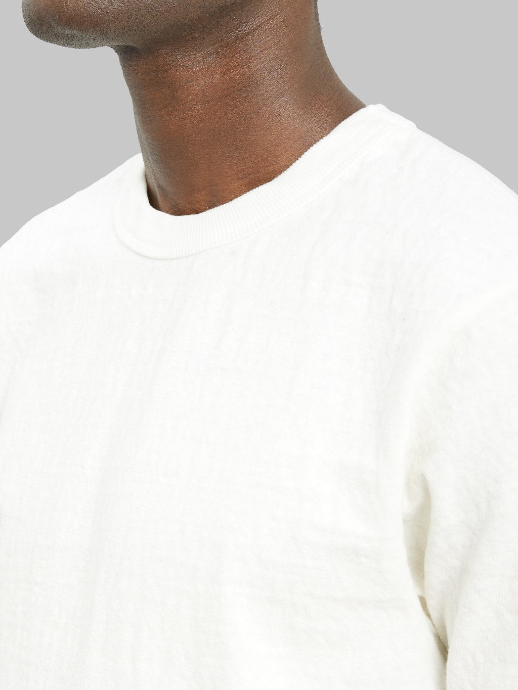 UES No 8 Slub Nep Short Sleeve Tshirt White reinforced collar