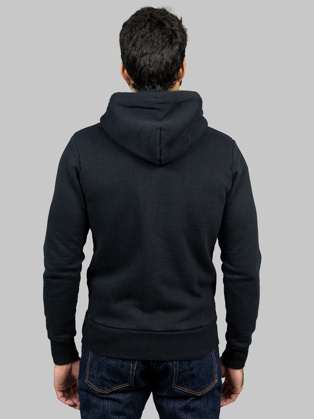 UES hoodie Zip Parka black model back fit