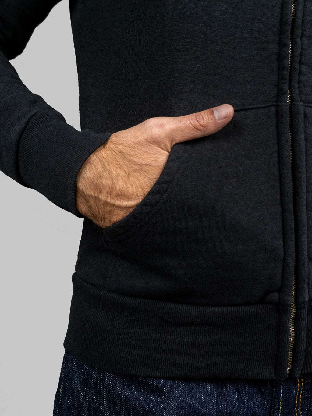 UES hoodie Zip Parka black handwarmer pocket