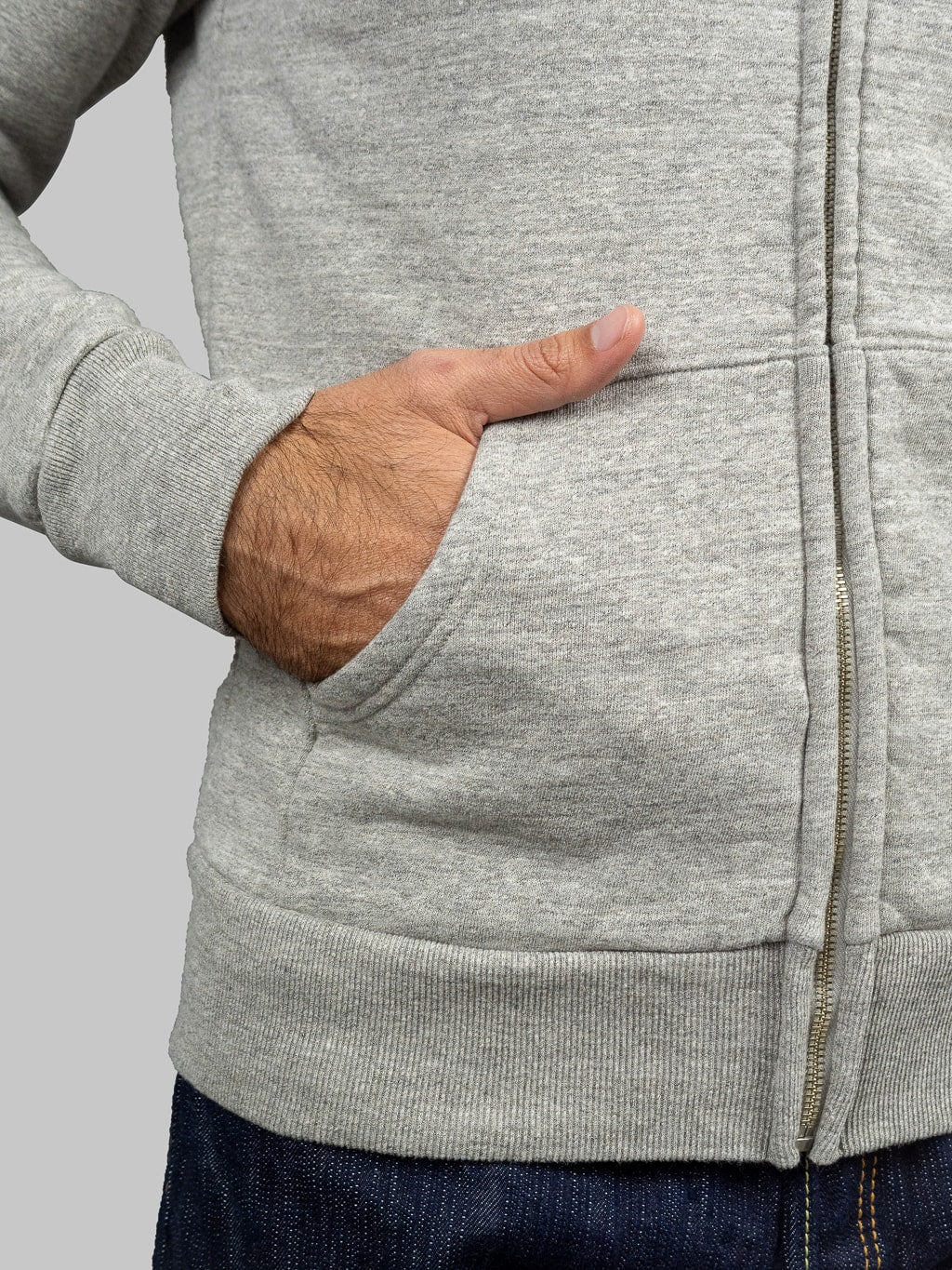 UES hoodie Zip Parka grey handwarmer pockets