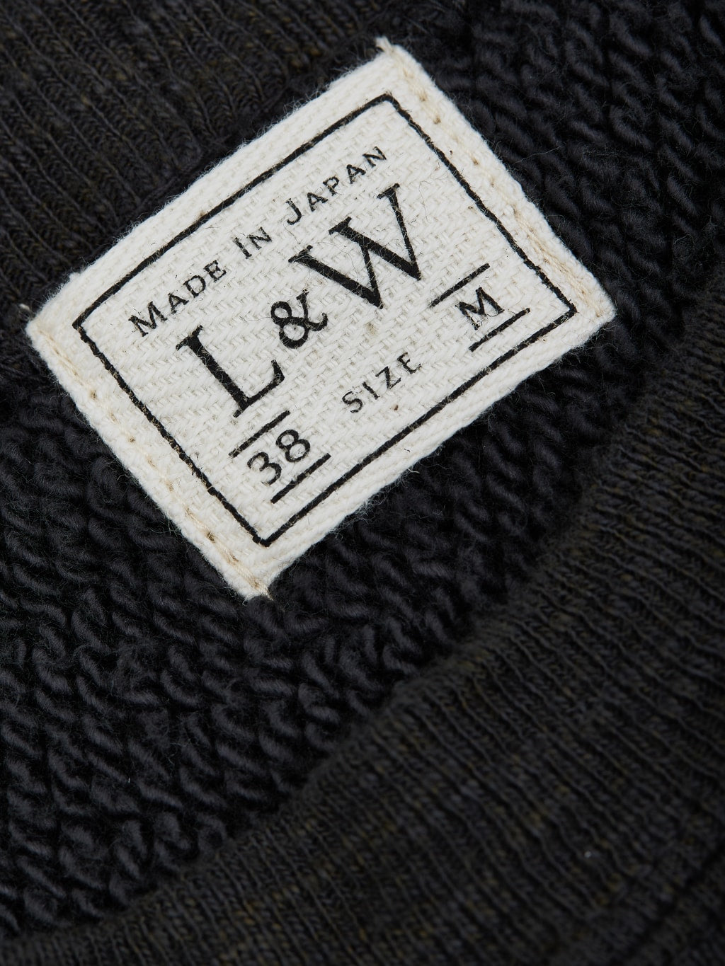 loop and weft big loopback fleece side panel sweatshirt black interior tag