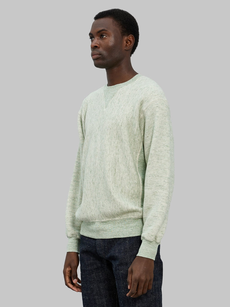 loop and weft big loopback fleece side panel sweatshirt green  side fit