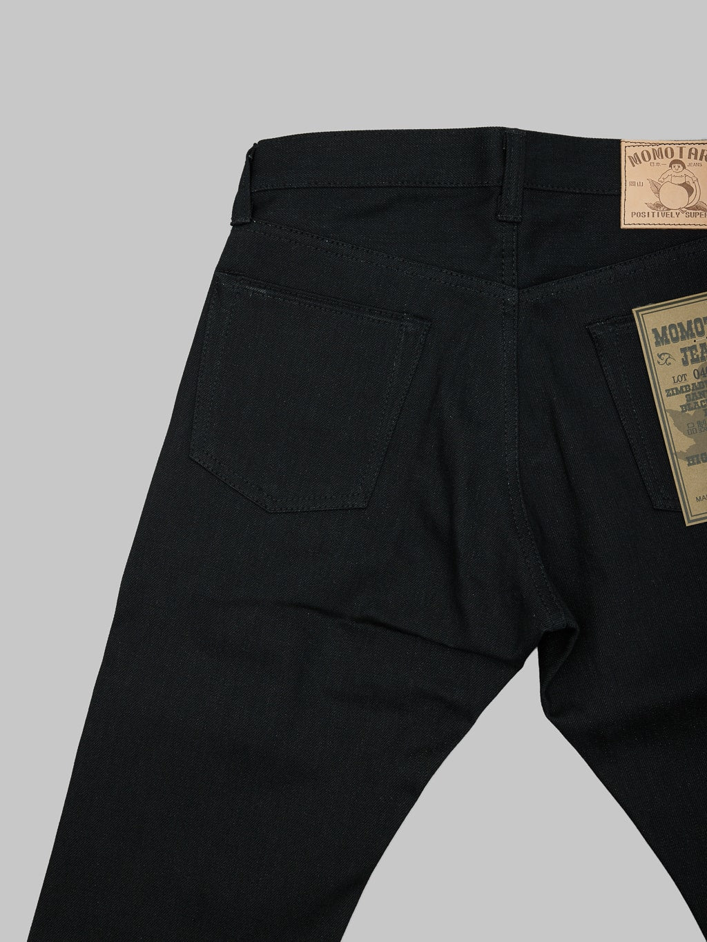 momotaro 0405b selvedge black denim high tapered jeans plain pocket