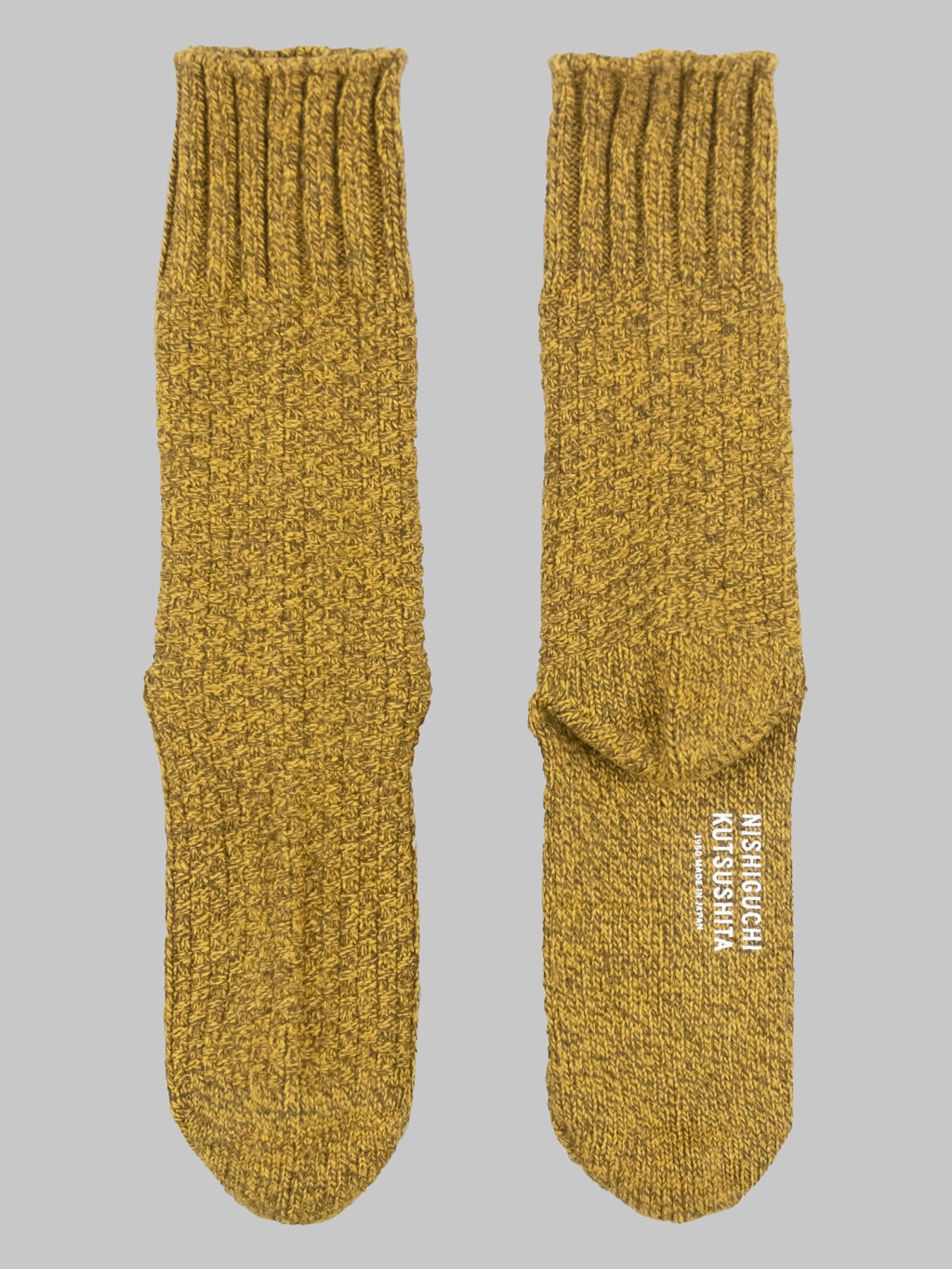 nishiguchi kutsushita boston wool cotton boot socks mustard back