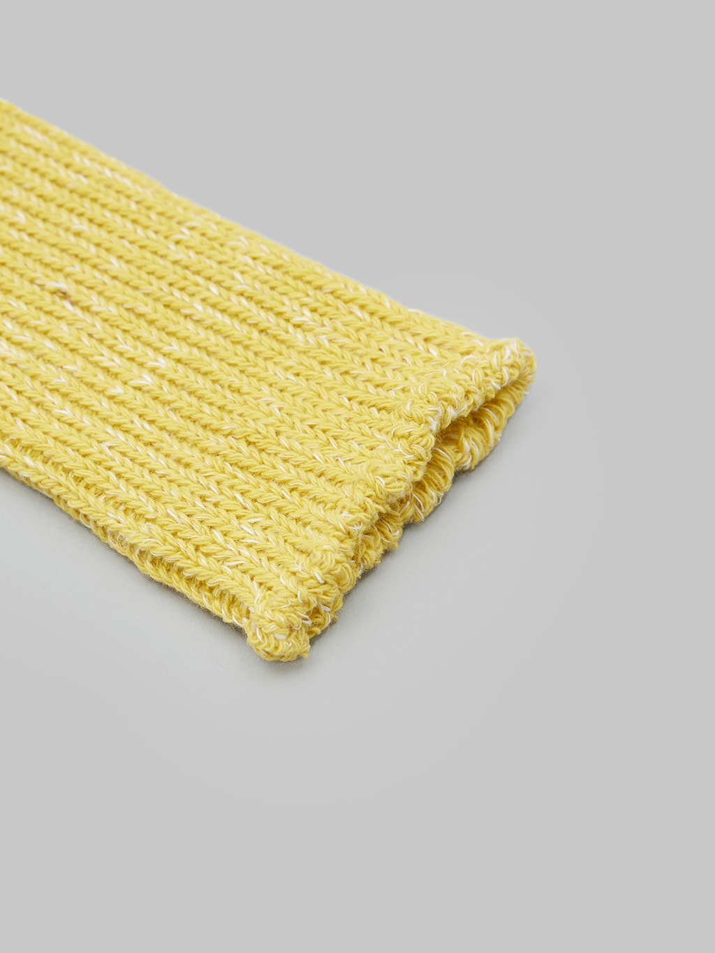 nishiguchi kutsushita hemp cotton ribbed socks vintage yellow elastic band