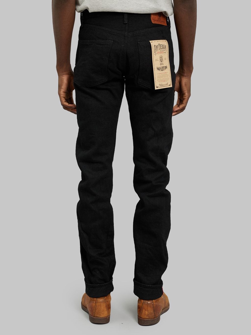 oni denim 246zr bkbk 20oz secret black denim neat straight back fit