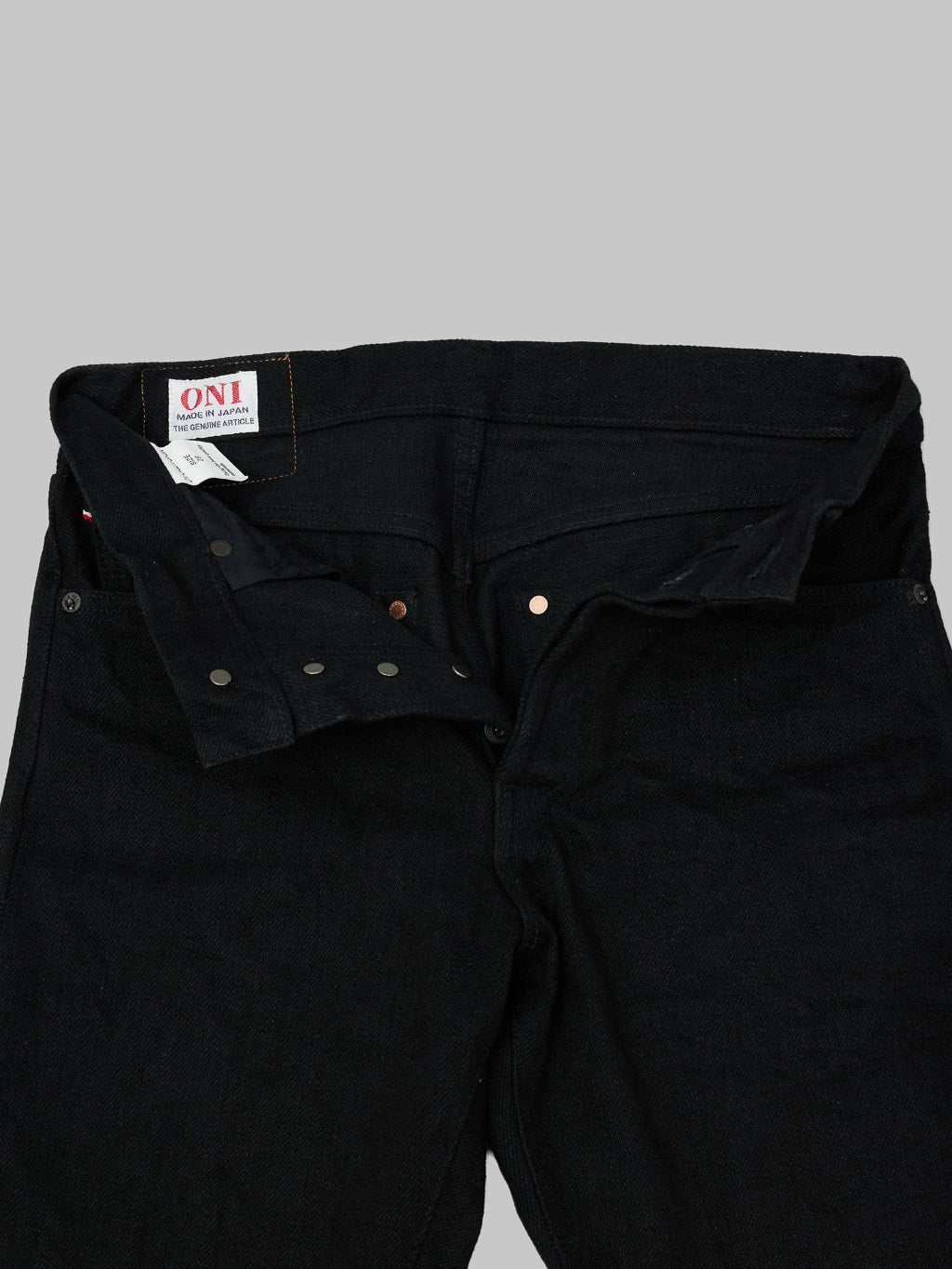 oni denim 622zr bkbk 20oz secret black denim relax tapered interior fabric