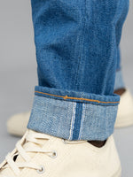 pure blue japan BG 013 blue gray slim tapered jeans selvedge closeup