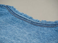 Pure Blue Japan Indigo Dyed Crewneck T-Shirt (Sunburned) Collar Seam
