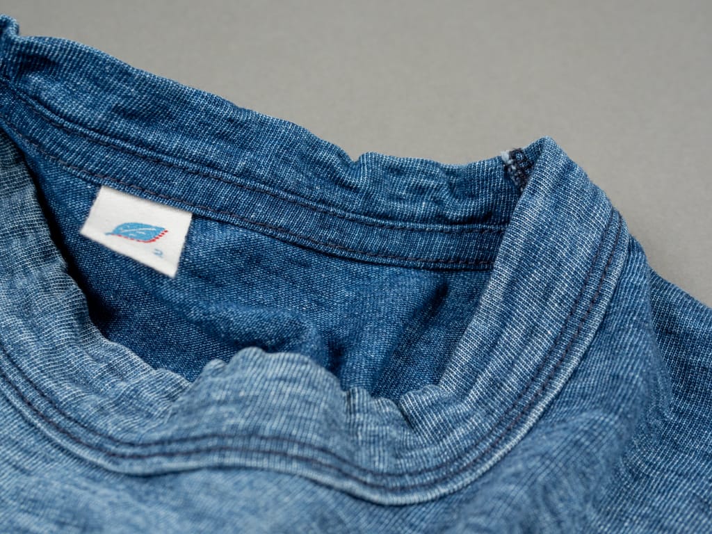 Pure Blue Japan Indigo Dyed Crewneck T-Shirt (Sunburned) Collar