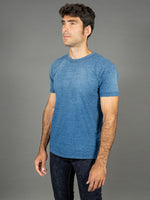 Pure Blue Japan Indigo Dyed Crewneck T-Shirt (Sunburned) Side Look