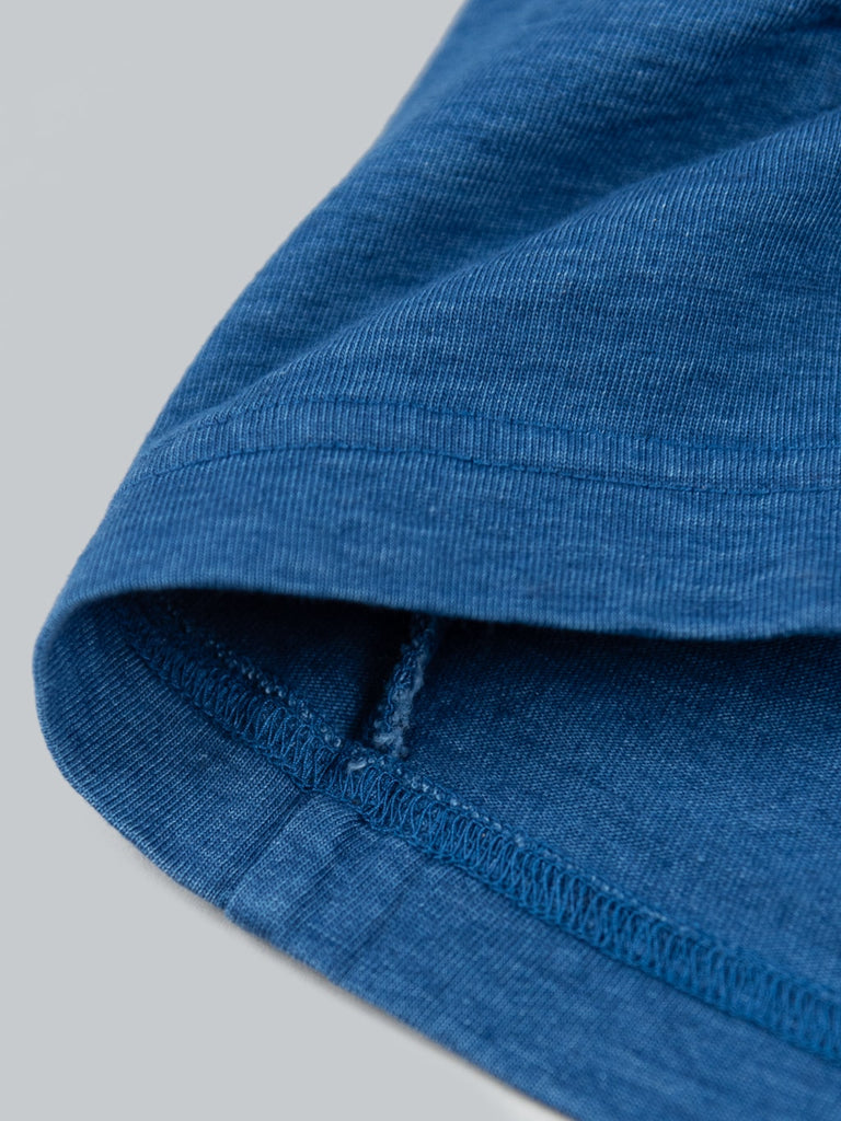 pure blue japan Indigo Jersey Crew Neck Tshirt Midtone Indigo interior fabric