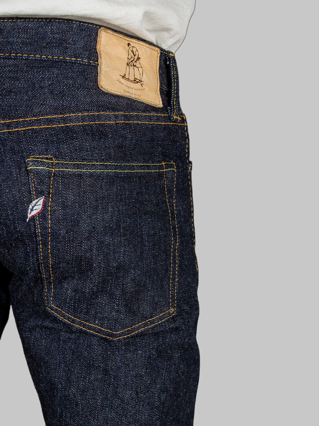 pure blue japan xx 013 slim tapered indigo jeans back pocket details
