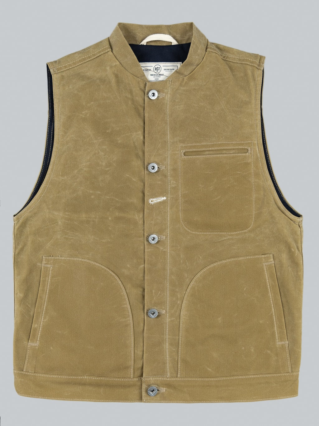 rogue territory lined waxed canvas supply vest 10oz tan front