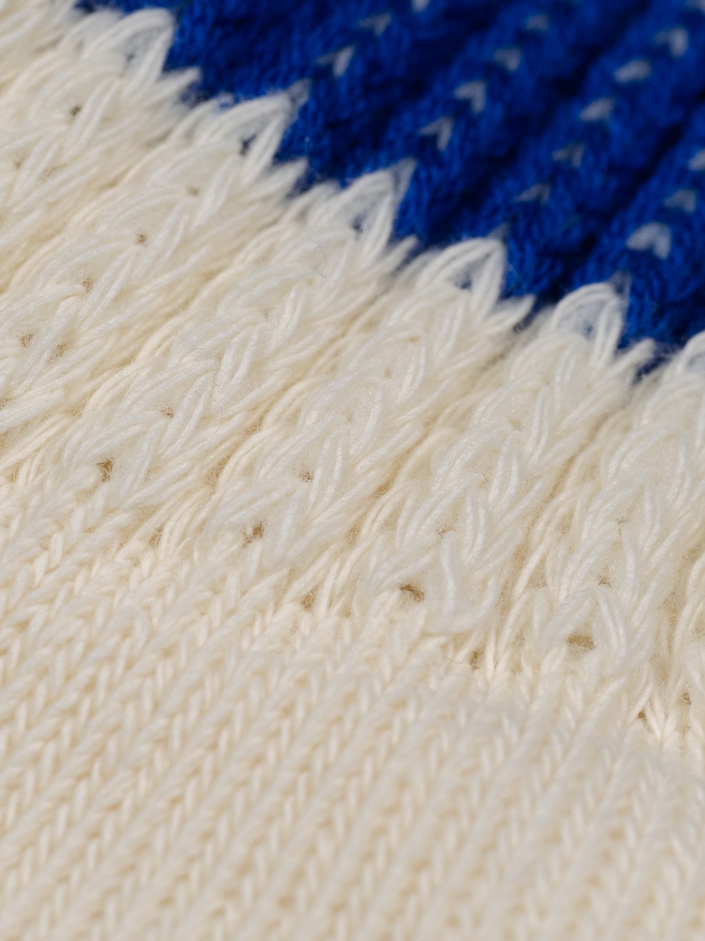 rototo oldschool crew socks blue orange fabric closeup