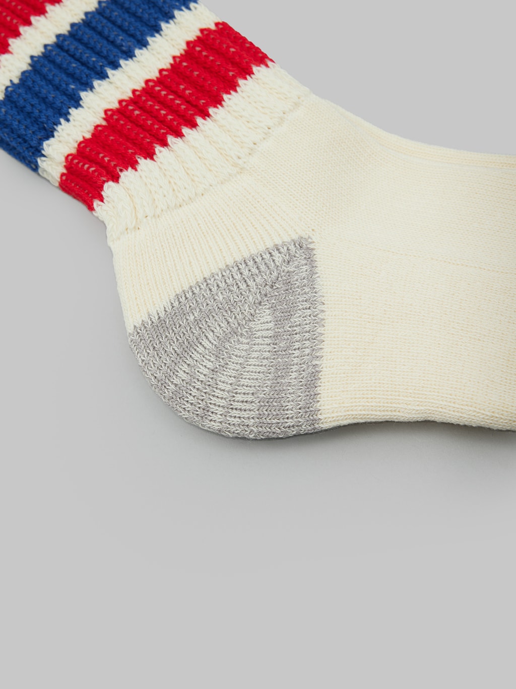 rototo coarse ribbed oldschool crew socks chili red blue heel