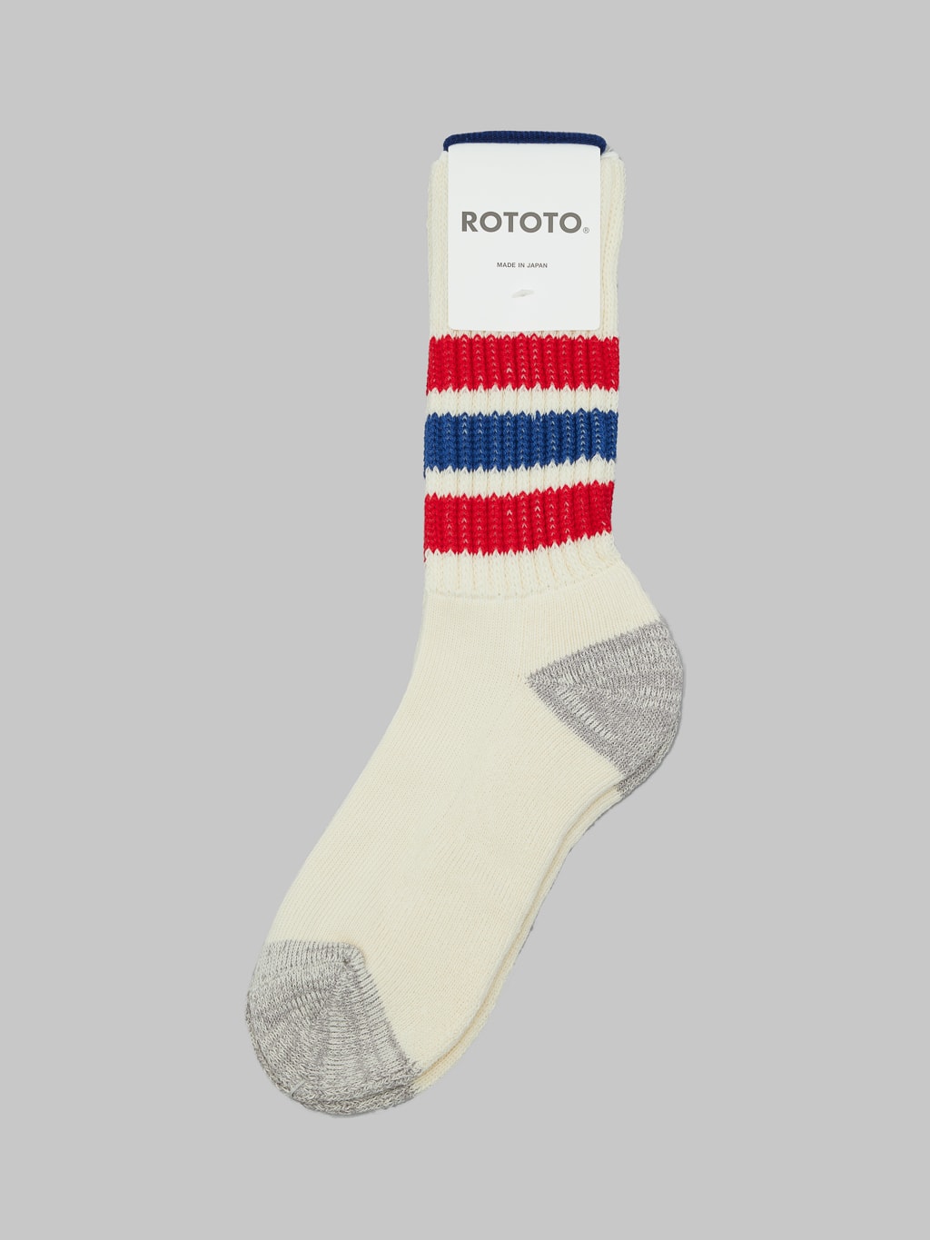 rototo coarse ribbed oldschool crew socks chili red blue