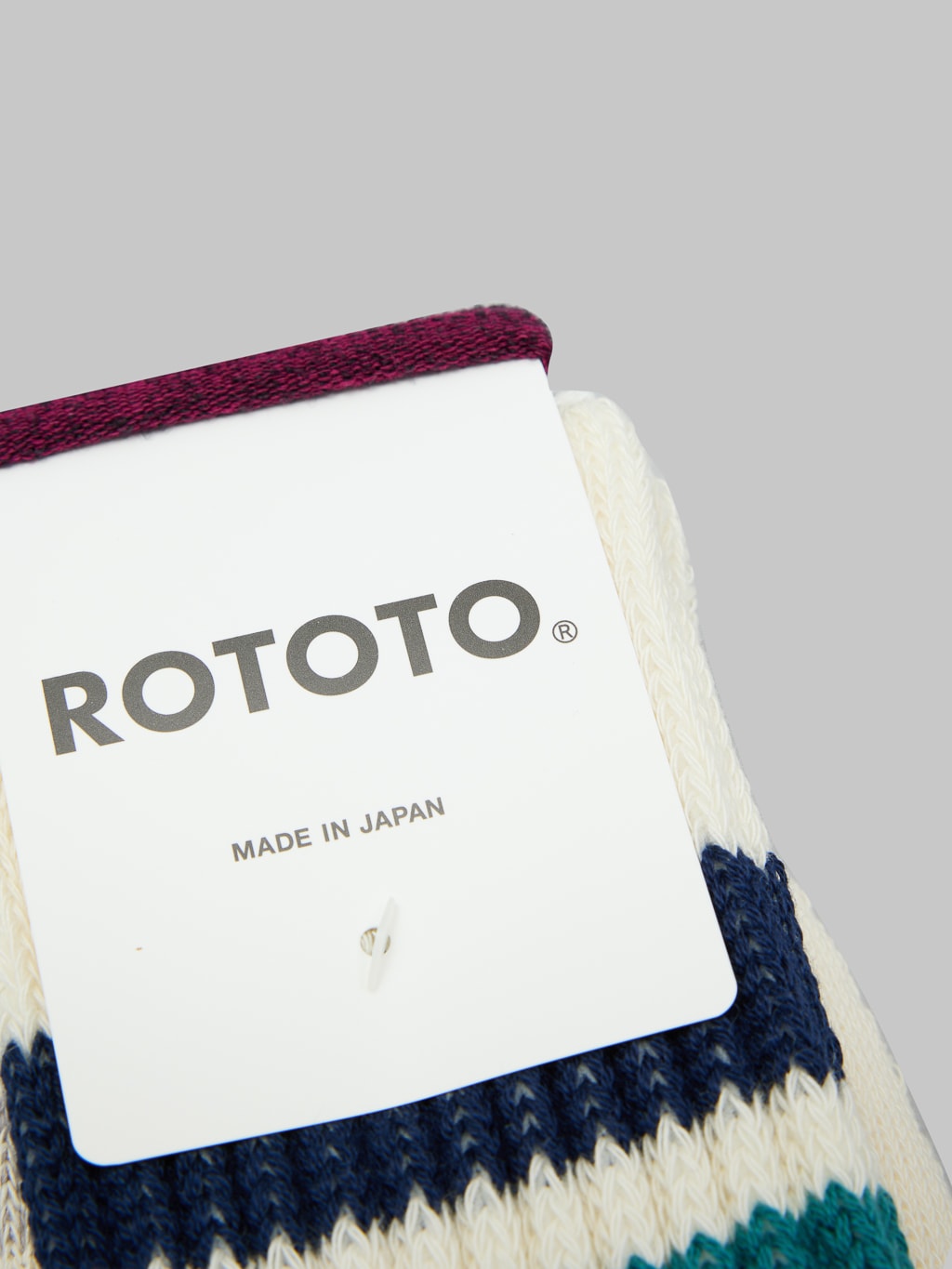 rototo coarse ribbed oldschool crew socks navy blue green brand label