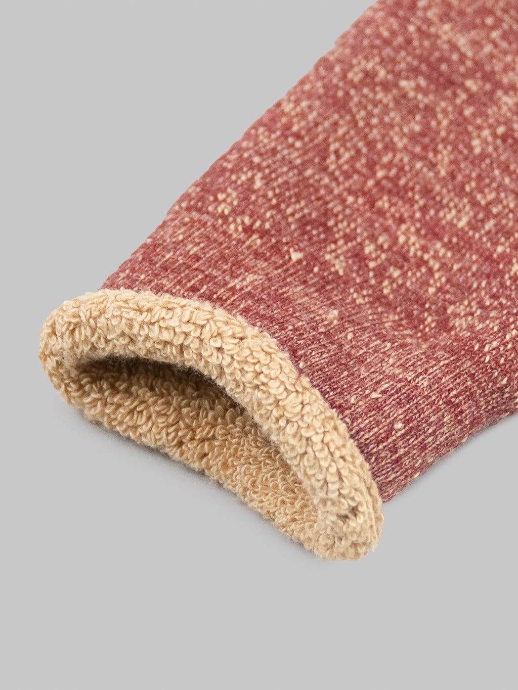 rototo double face crew socks dark red brown elastic band