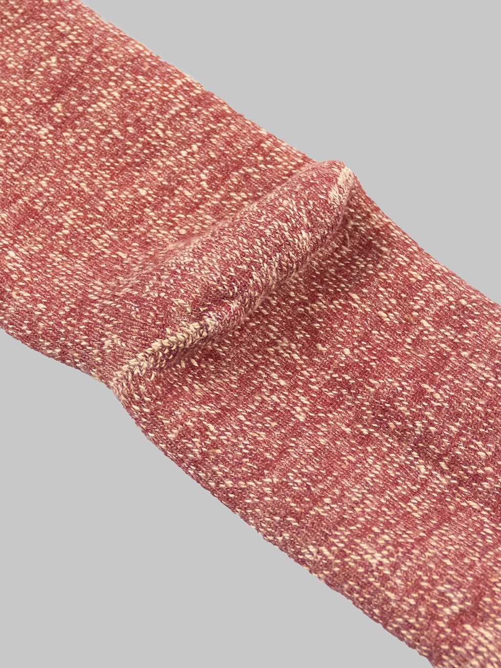 rototo double face crew socks dark red brown heel