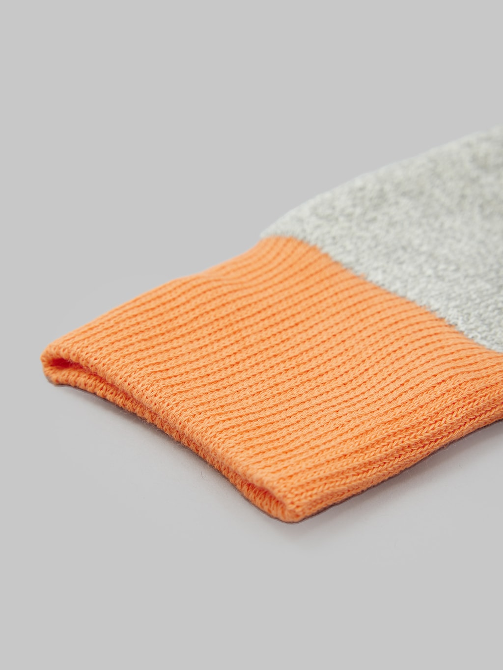 rototo double face crew socks silk cotton orange gray elastic band