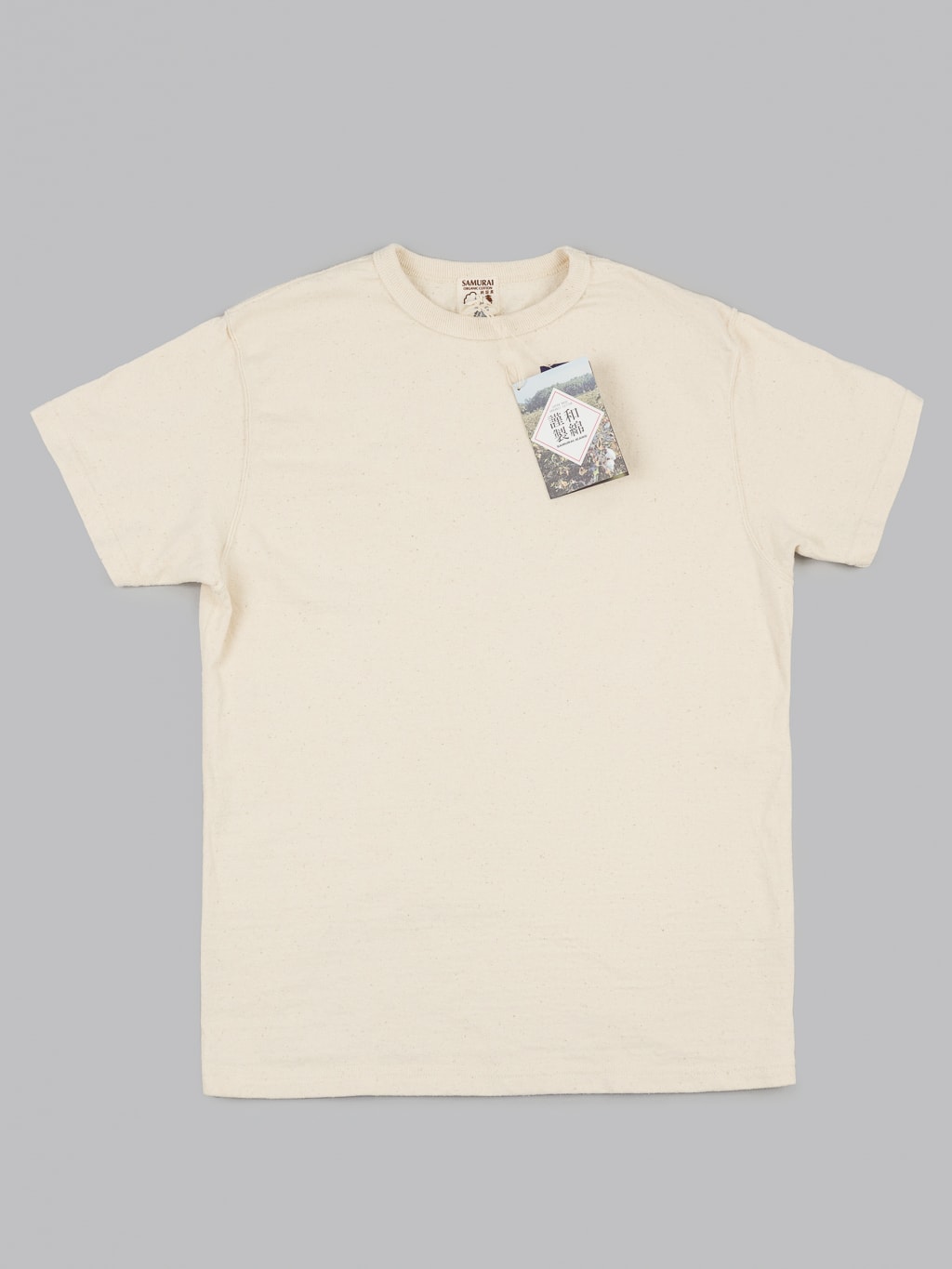 samurai jeans japanese cotton slub crew neck tshirt natural