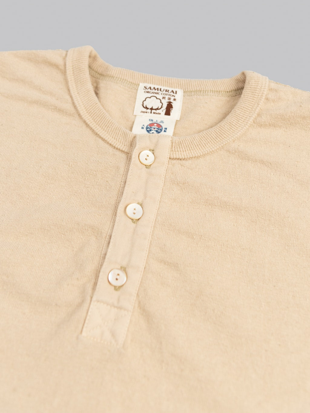samurai jeans japanese cotton slub tshirt henley kuri buttons