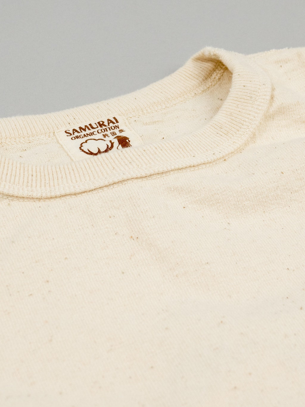 samurai jeans japanese cotton slub crew neck tshirt natural collar