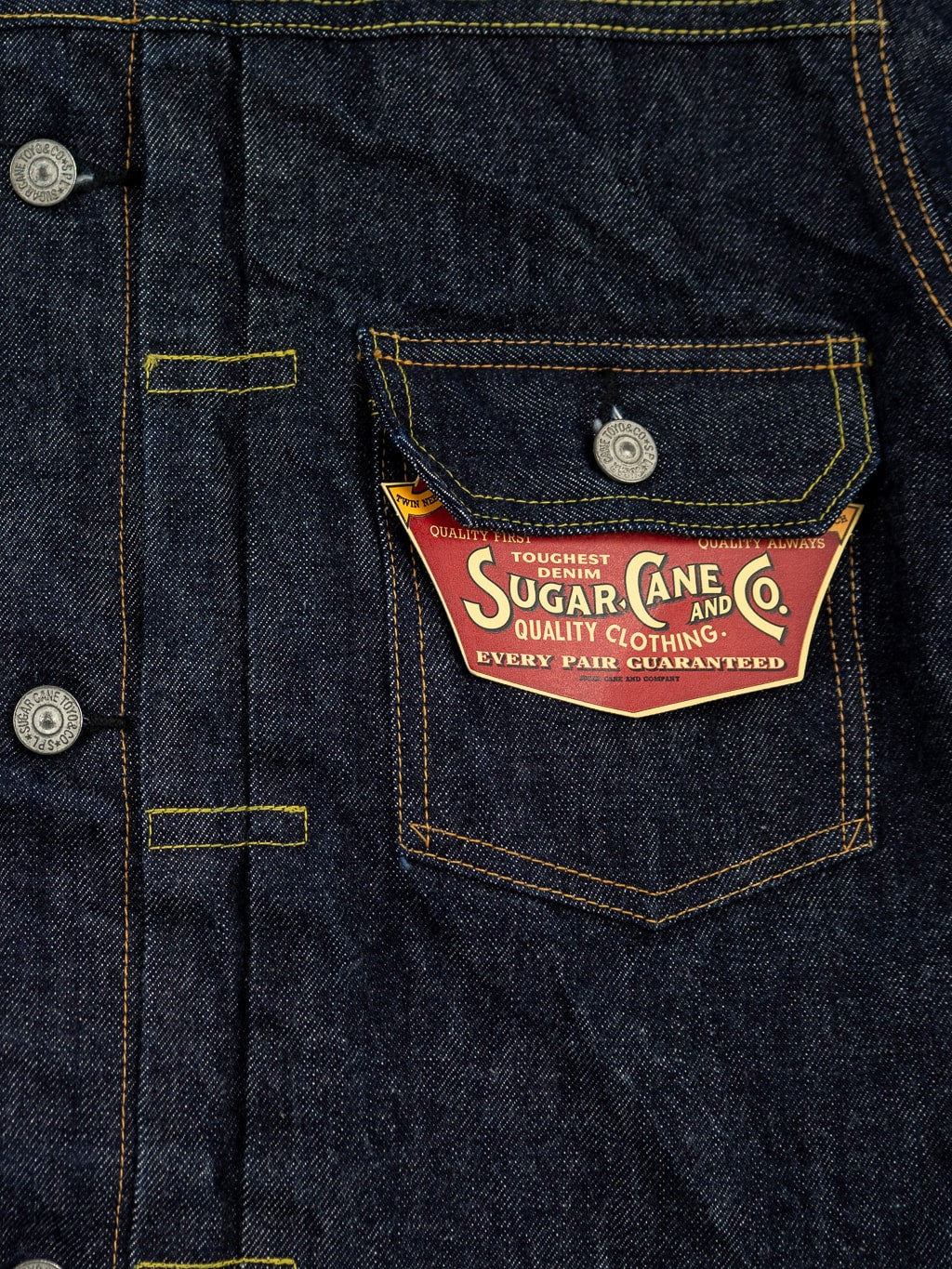 sugar cane 1953 type II denim jacket front pocket detail